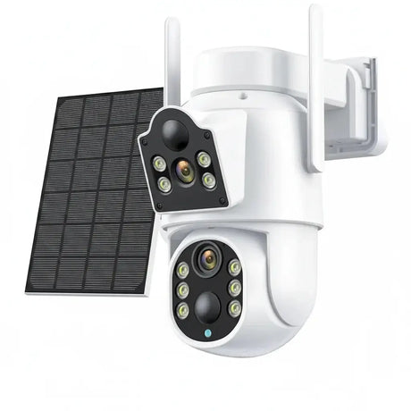 Solar IP Camera Dual Lens PTZ WiFi Outdoor Security Camera 8MP Solar Powered - stepyours.com