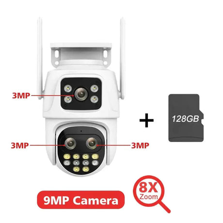 Dual Lens Outdoor Security Camera AI Tracking Waterproof