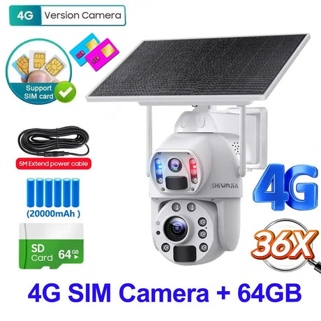 SHIWOJIA Solar 4G Security Camera With 360 Night Vision And 36X Zoom - stepyours.com
