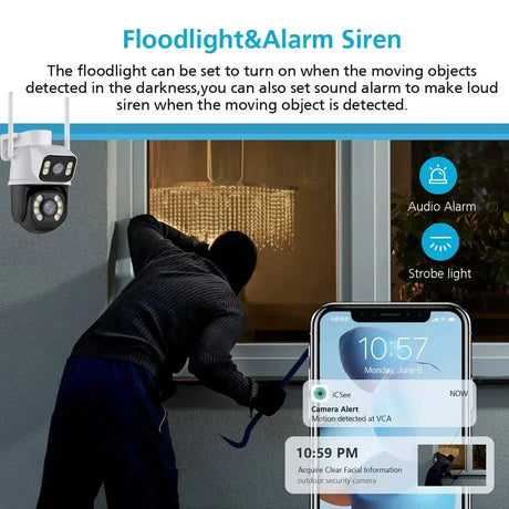 4K PTZ WiFi Security Camera With AI Detection Night Vision