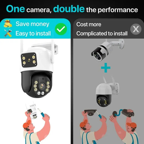 Dual Lens 360 Degree WiFi Camera IP66 Outdoor Security 8MP 4K PTZ - stepyours.com