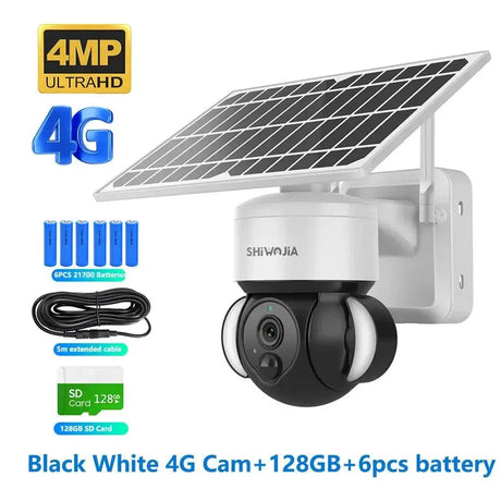 Shiwojia WiFi Solar Powered Security Camera 4MP Outdoor
