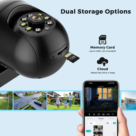 Mini PTZ WiFi Camera 4MP 2K ICsee Surveillance 5X Digital Zoom HD Night Vision - stepyours.com