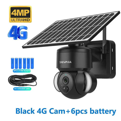 Shiwojia WiFi Solar Powered Security Camera 4MP Outdoor