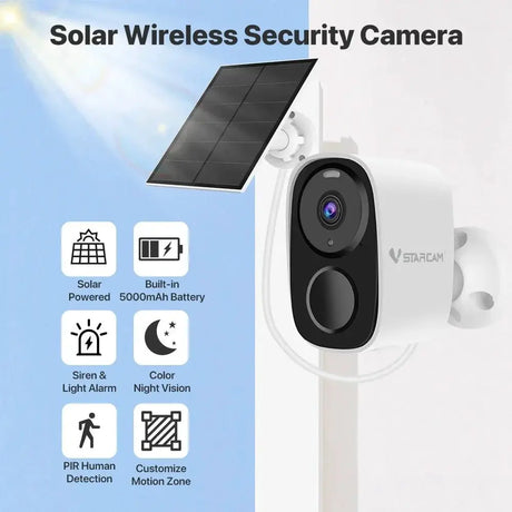 Vstarcam CB54 TZ 2K Solar Wireless Battery Security Camera With PIR Motion Alarm - stepyours.com