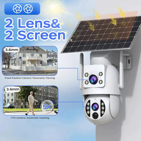 JOOAN Solar Wireless Outdoor Camera Dual Lens with 2 Way Audio CCTV - stepyours.com