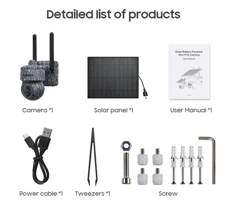 INQMEGA Solar PTZ Camera 5MP 4MP Wireless 4G SIM Outdoor Use