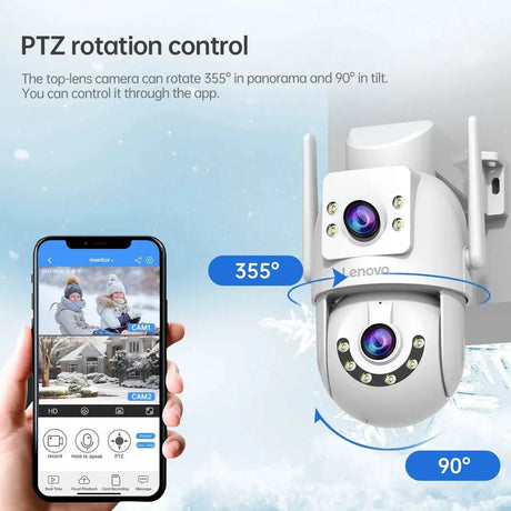 Lenovo HD PTZ Outdoor Camera Dual Lens 6MP With Auto Tracking - 5G WiFi - stepyours.com
