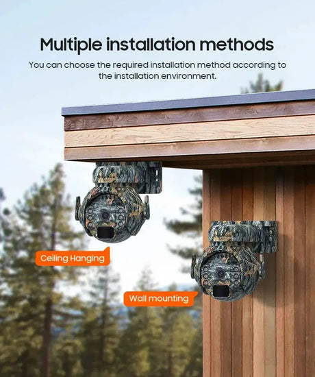 SHIWOJIA 3MP 4G Solar Cameras Wireless 360 Degree PTZ