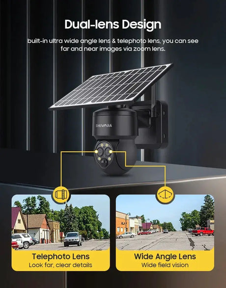 Shiwojia 4G Sim Solar Camera With WiFi 6W Dual Lens 12X Zoom
