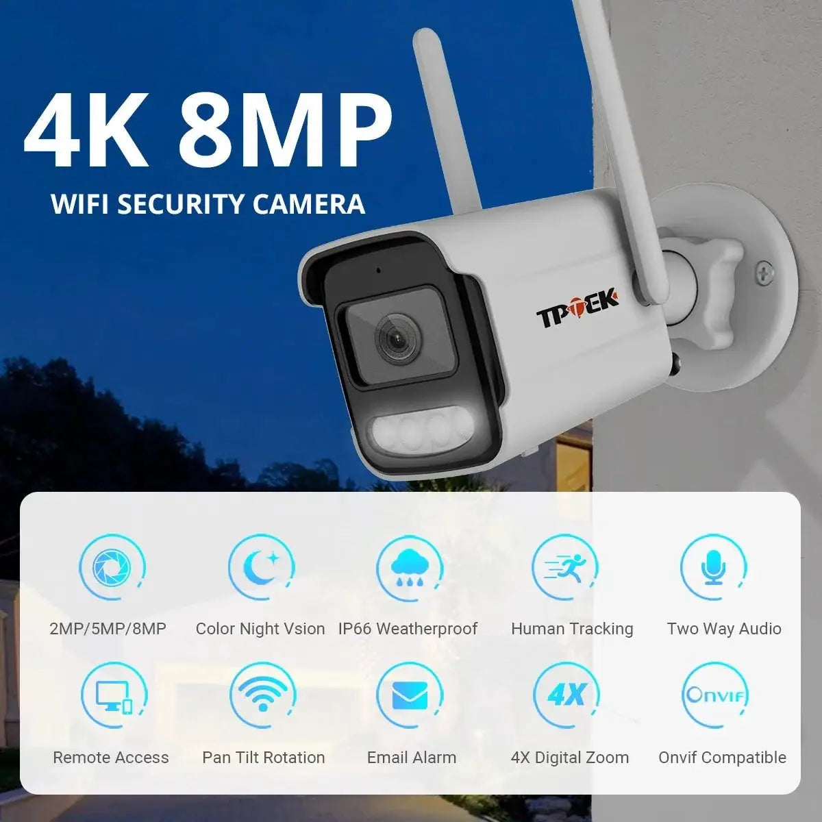 4K 8MP Outdoor WiFi Security Camera - Waterproof Bullet With Night Vision - stepyours.com
