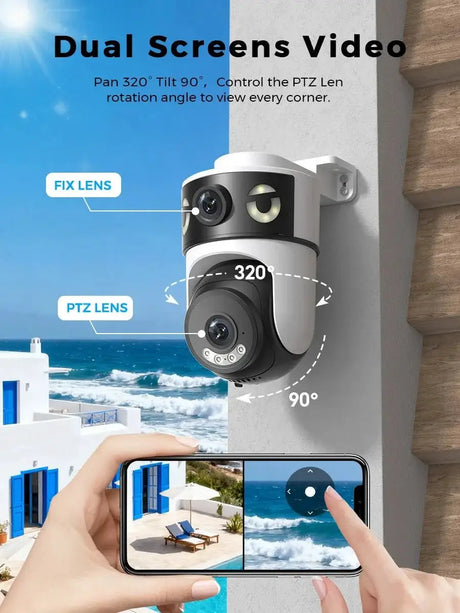 O - KAM 10MP Dual Lens PTZ WiFi Camera - AI Humanoid Detection and Auto Tracking - stepyours.com
