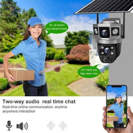 V380 Pro Solar Wifi Outdoor PTZ Dual Lens Camera Auto Tracking Hooks - stepyours.com
