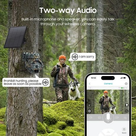 SHIWOJIA 3MP 4G Solar Cameras Wireless 360 Degree PTZ