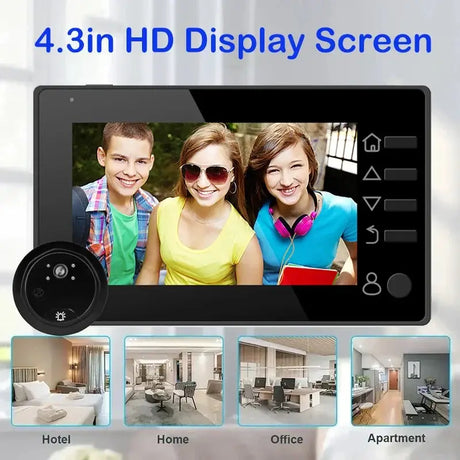 New 4.3 Inch Peephole 140° Smart Video Doorbells Door Viewer Camera Security Monitor 1080P HD Visual Doorbell by stepyours.com