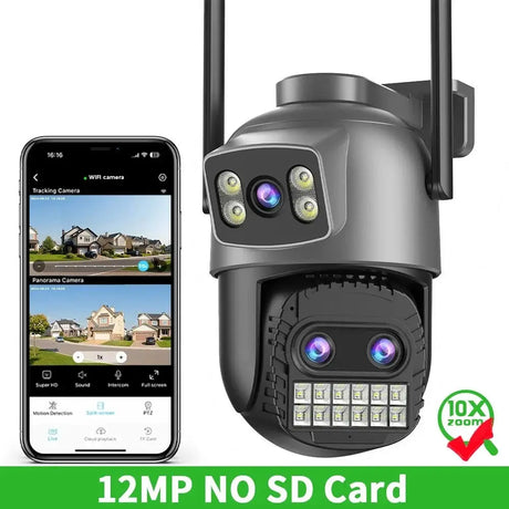 Abuntu 15MP 8K PTZ WiFi Outdoor Camera - 10X Zoom AI Human Detection - stepyours.com
