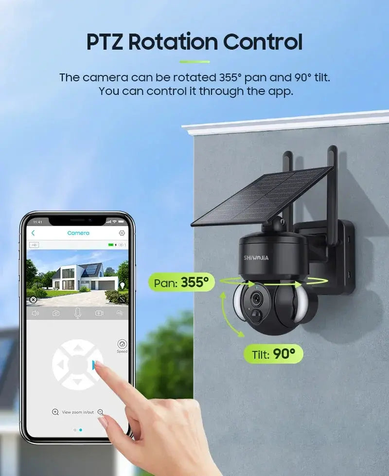 SHIWOJIA Mini Solar Camera 4G Wifi PTZ 3MP 4X Zoom - ESCAPION