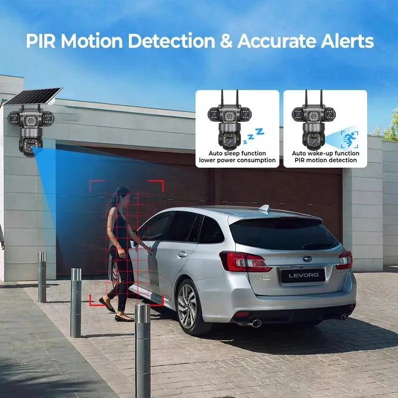 2 Pack Outdoor Security Camera System - 15MP Triple Lens 4G Solar Auto Tracking - stepyours.com