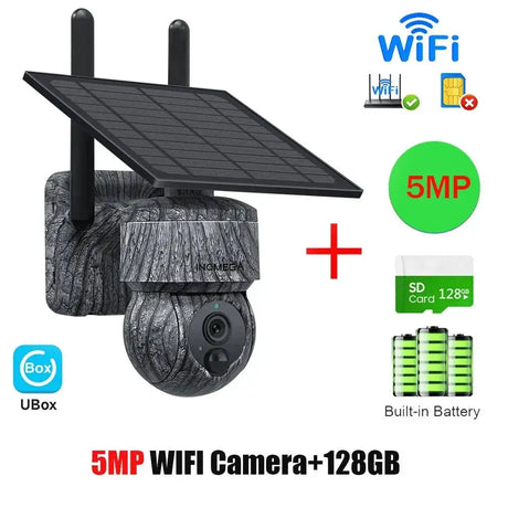 INQMEGA Solar Powered PTZ Camera 5MP 4MP WiFi 4G CCTV With Two Way Audio - stepyours.com