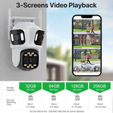 WONSDAR Three Lens Three Screen IP Camera - AI Auto Tracking For Total Security - stepyours.com