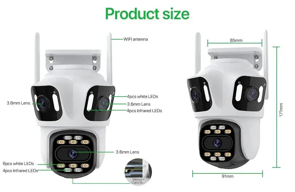 WONSDAR Three Lens Three Screen IP Camera - AI Auto Tracking For Total Security - stepyours.com