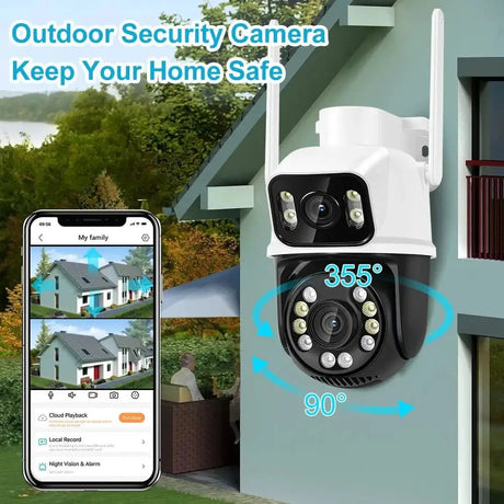 8MP 4K PTZ WiFi Outdoor Camera - Dual Lens AI Tracking for Enhanced Security - stepyours.com