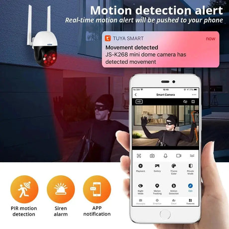 KERUI Outdoor PTZ WiFi Security Camera - 8MP UHD Tuya AI Detection Hooks - stepyours.com