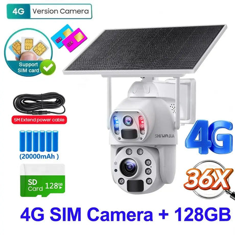 SHIWOJIA Solar 4G Security Camera With 360 Night Vision And 36X Zoom - stepyours.com