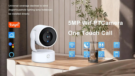 WIFI Tuya Indoor 5MP Camera - 360 Degree PTZ With 4x Zoom And Two Way Audio - stepyours.com