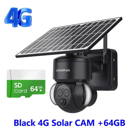 Shiwojia 6MP Solar Camera With 4G Sim Card Outdoor 12X Zoom