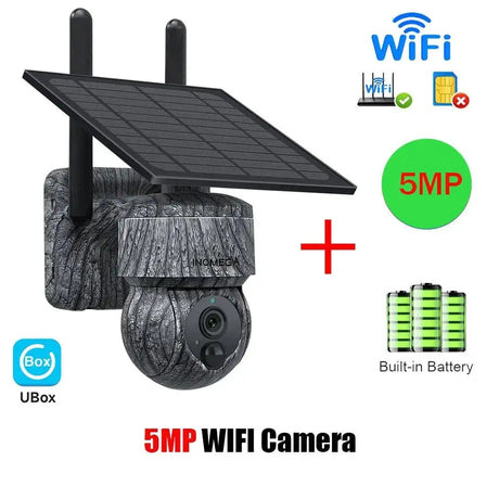INQMEGA Solar Powered PTZ Camera 5MP 4MP WiFi 4G CCTV With Two Way Audio - stepyours.com