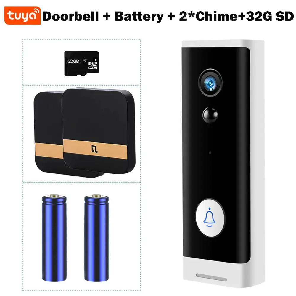 Tuya WIFI Doorbell 1080P Wireless Security Camera DC AC Battery Powered Smart Home Monitor With Alexa Google Door bell Camera by stepyours.com