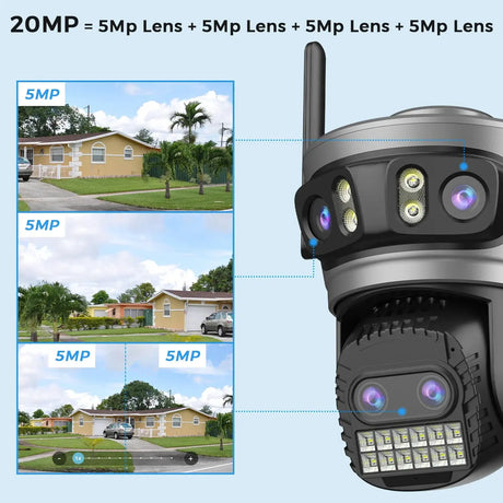 20MP Outdoors WiFi PTZ Security Camera - AI Human Detection and 10X Zoom Hooks by stepyours.com