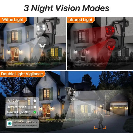 WONSDAR Dual Lens PTZ WiFi Camera Outdoor AI Security iCSee.add Hooks - stepyours.com