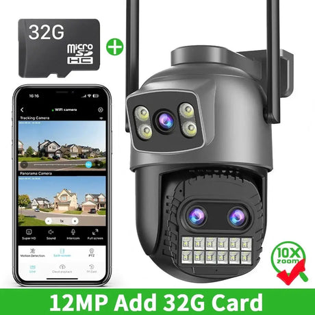 Abuntu 15MP 8K PTZ WiFi Outdoor Camera - 10X Zoom AI Human Detection - stepyours.com