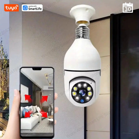 Tuya 1080P 2.4G E27 WiFi Bulb Surveillance Camera Night Vision Two Way Audio - stepyours.com
