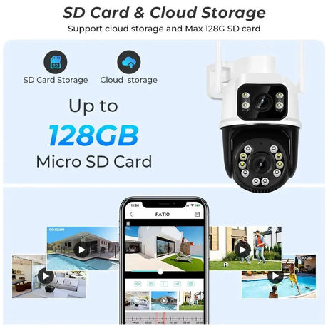 8MP 4K PTZ WiFi Outdoor Camera - Dual Lens AI Tracking for Enhanced Security - stepyours.com