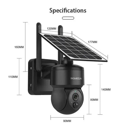 INQMEGA 3MP HD Outdoor Wifi 4G Mini Solar Battery PTZ Camera