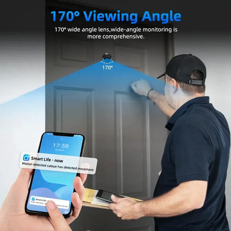 Awapow Tuya Door Peephole Viewer Smart Wifi Video Doorbell 2.4G/5G Mini Camera 170° Angle Night Vision 1080P Motion Detection by stepyours.com