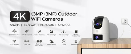 JOOAN 4K Outdoor 5G Wifi Surveillance Camera Dual Lens Auto Tracking PTZ CCTV - stepyours.com
