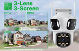 WONSDAR Three Lens Three Screen IP Camera - AI Auto Tracking For Total Security - stepyours.com