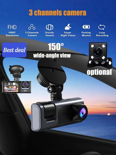 1080P Car Dash Cam 2 To 3 Camera Front And Rear Video Recorder Night Vision - stepyours.com