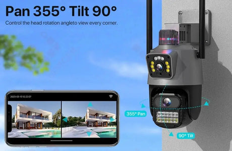 Outdoor WiFi PTZ Camera 8MP Dual - Lens 4K AI Tracking Dual Screen Night Vision - stepyours.com