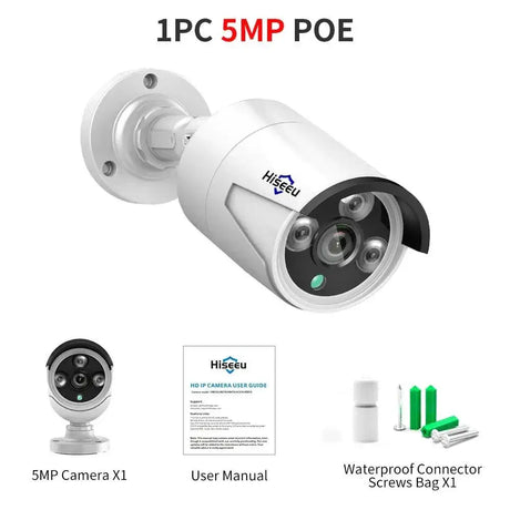 5MP PoE Outdoor Security Camera With Night Vision And Audio