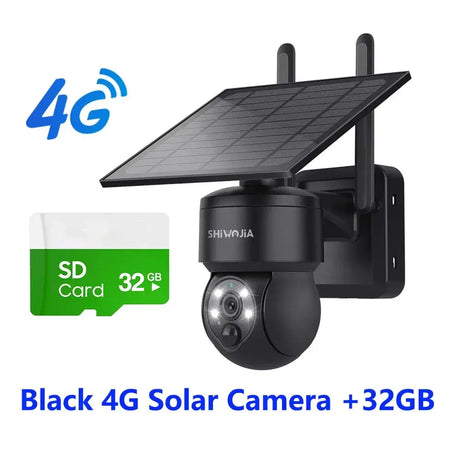 Shiwojia Wifi Wireless PTZ Solar Camera 4G SIM Outdoor 4MP