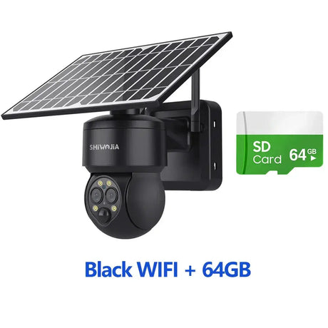 Shiwojia 4G Sim Solar Camera With WiFi 6W Dual Lens 12X Zoom