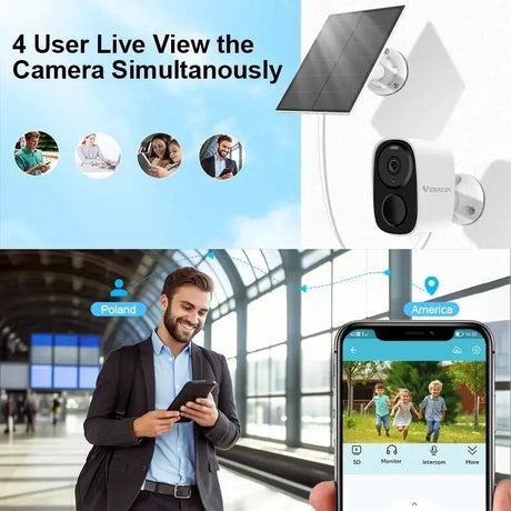 Vstarcam CB54 TZ 2K Solar Wireless Battery Security Camera With PIR Motion Alarm - stepyours.com