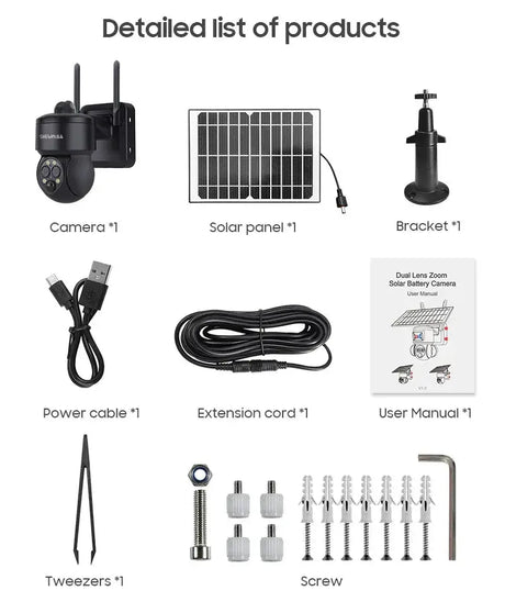 Shiwojia 4G Sim Solar Camera With WiFi 6W Dual Lens 12X Zoom