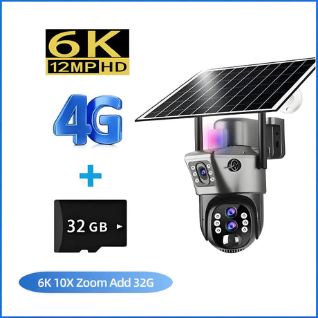 4G Solar Camera Outdoor 6K 12MP Tri Lens Night Vision IP PTZ Surveillance Pro - stepyours.com