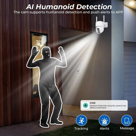 Abuntu 5MP Solar Outdoor Camera - Wireless WiFi with 7800mAh Battery Hooks - stepyours.com